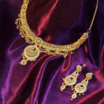 Gold Textured Hoop Necklace and Earrings Set