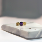 Amethyst and Diamond Halo Ring