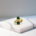 Double Square Emerald Ring